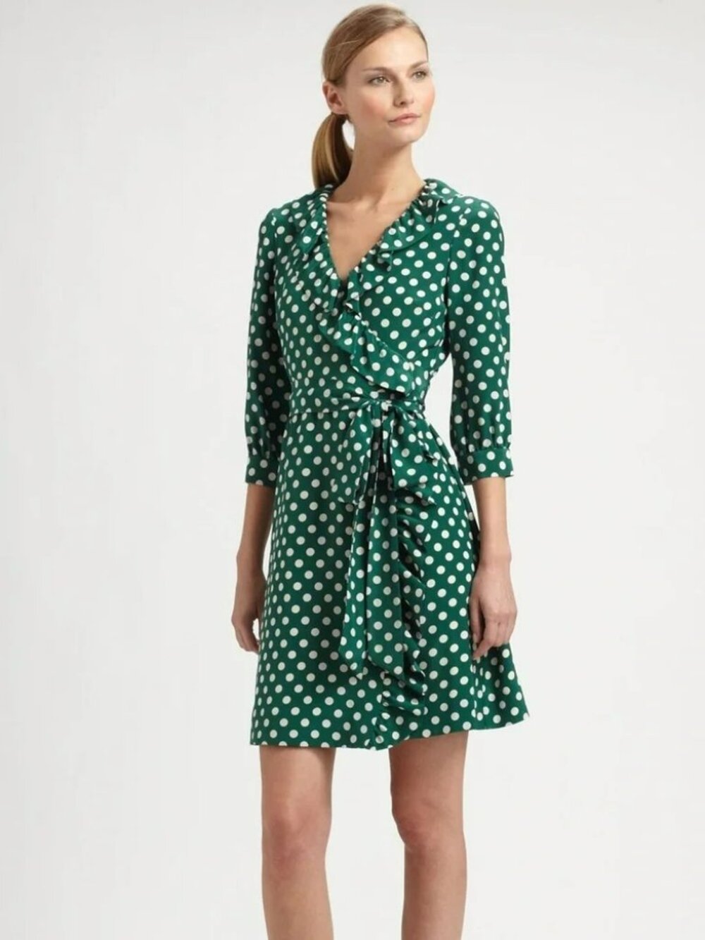 Kate Spade Daniella Polka Dot Silk Wrap Dress Size 10 $369